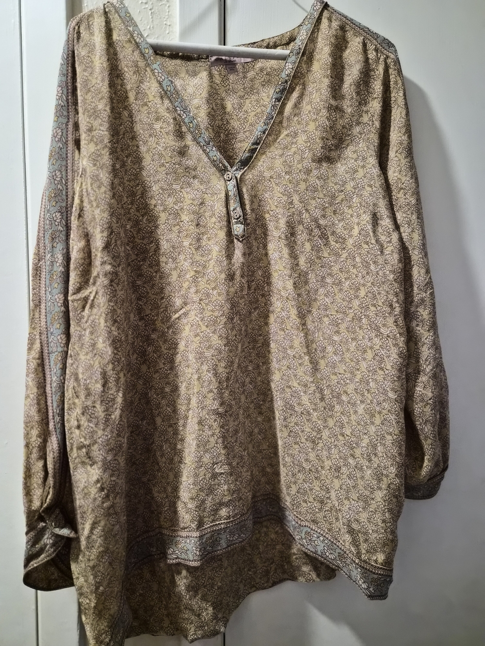 Calypso St. Barth Yellow and Brown Paisley Print Top